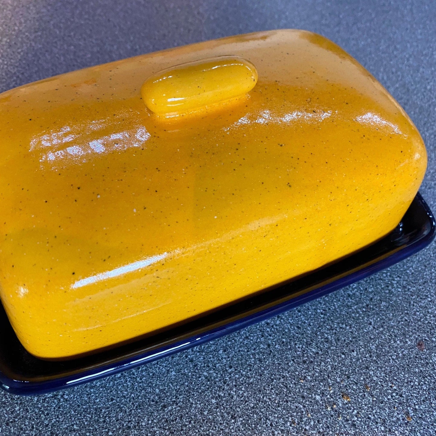 Butter Dish Yellow Lid with Jet Black Dish