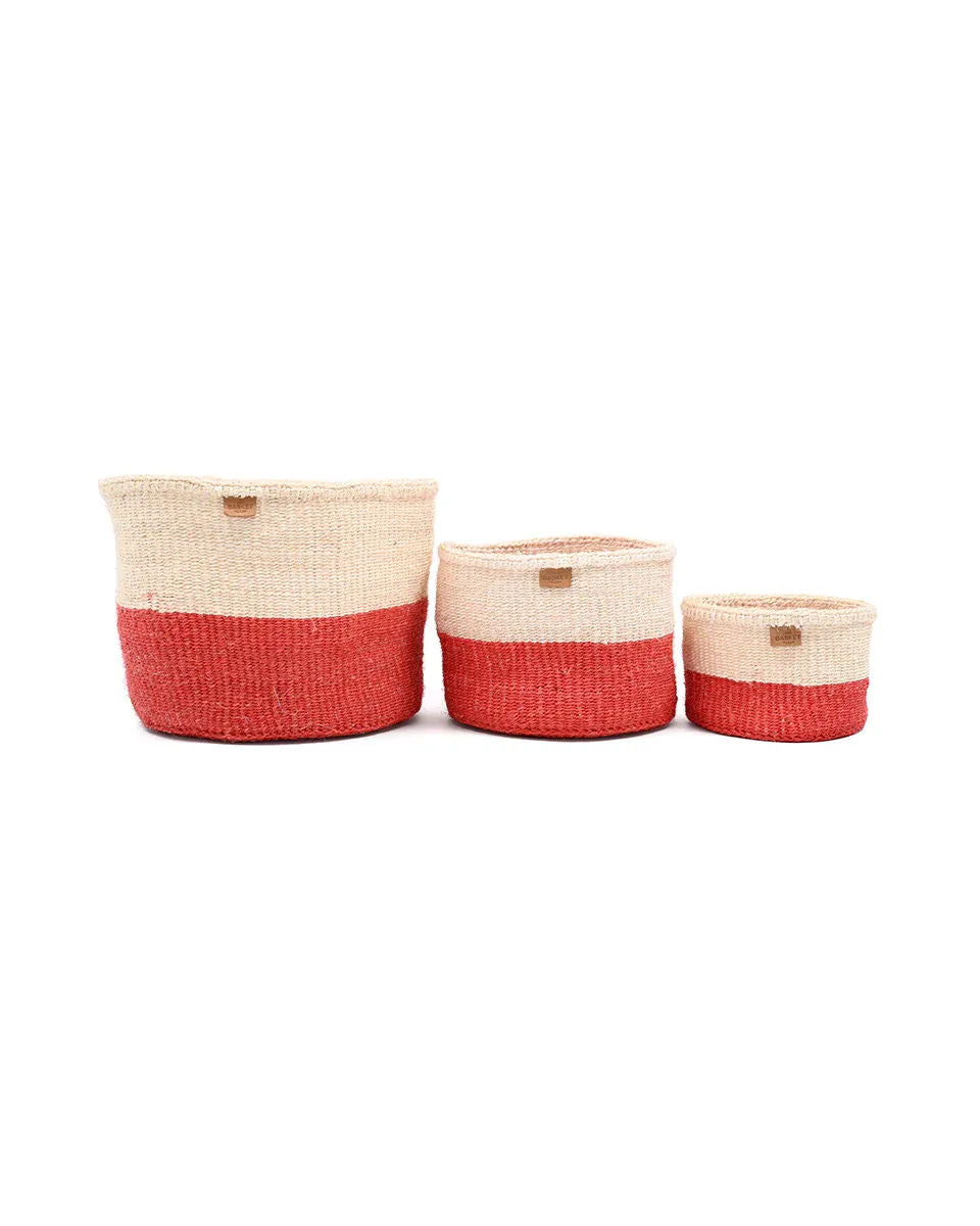 TANGU: Red Colour Block Woven Basket