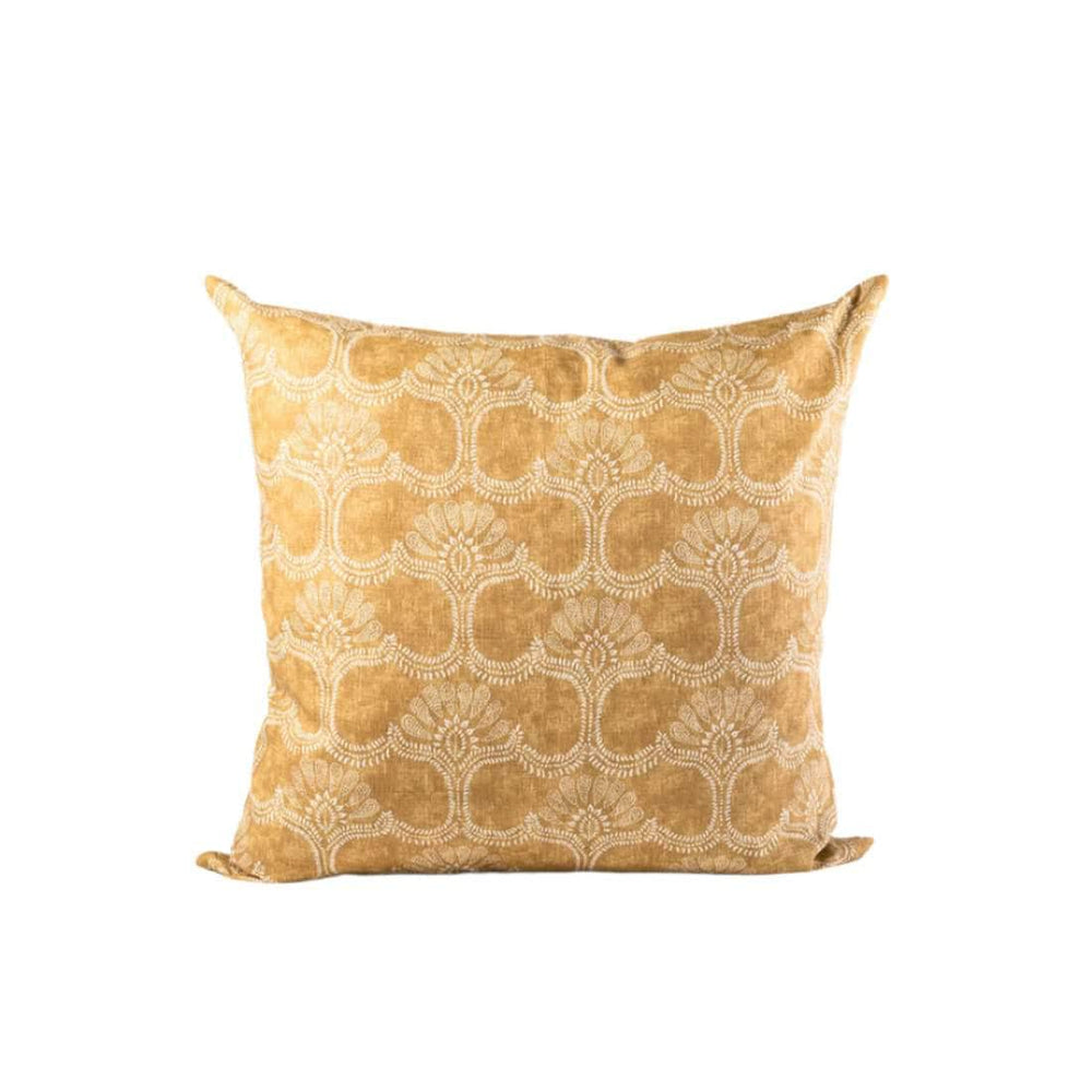 Arabesque Linen Scatter Cushion in Ochre