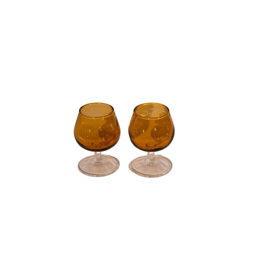 Vintage Spanish Amber Glasses Set of Two