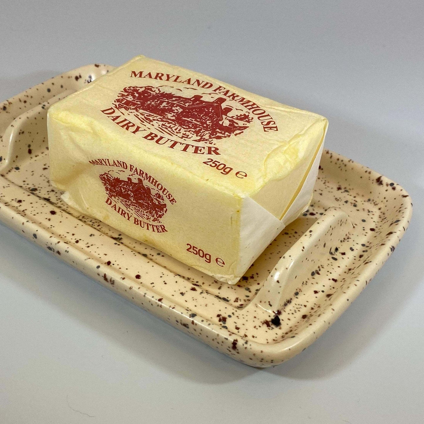 Butter Dish with Speckled Honey Glaze