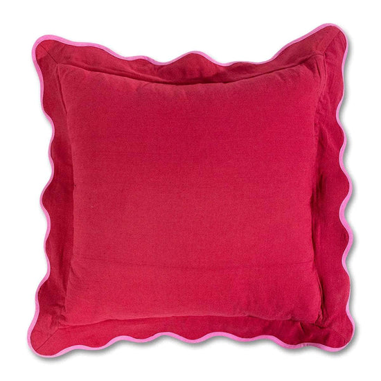 Darcy Linen Pillow - Wine + Neon Pink