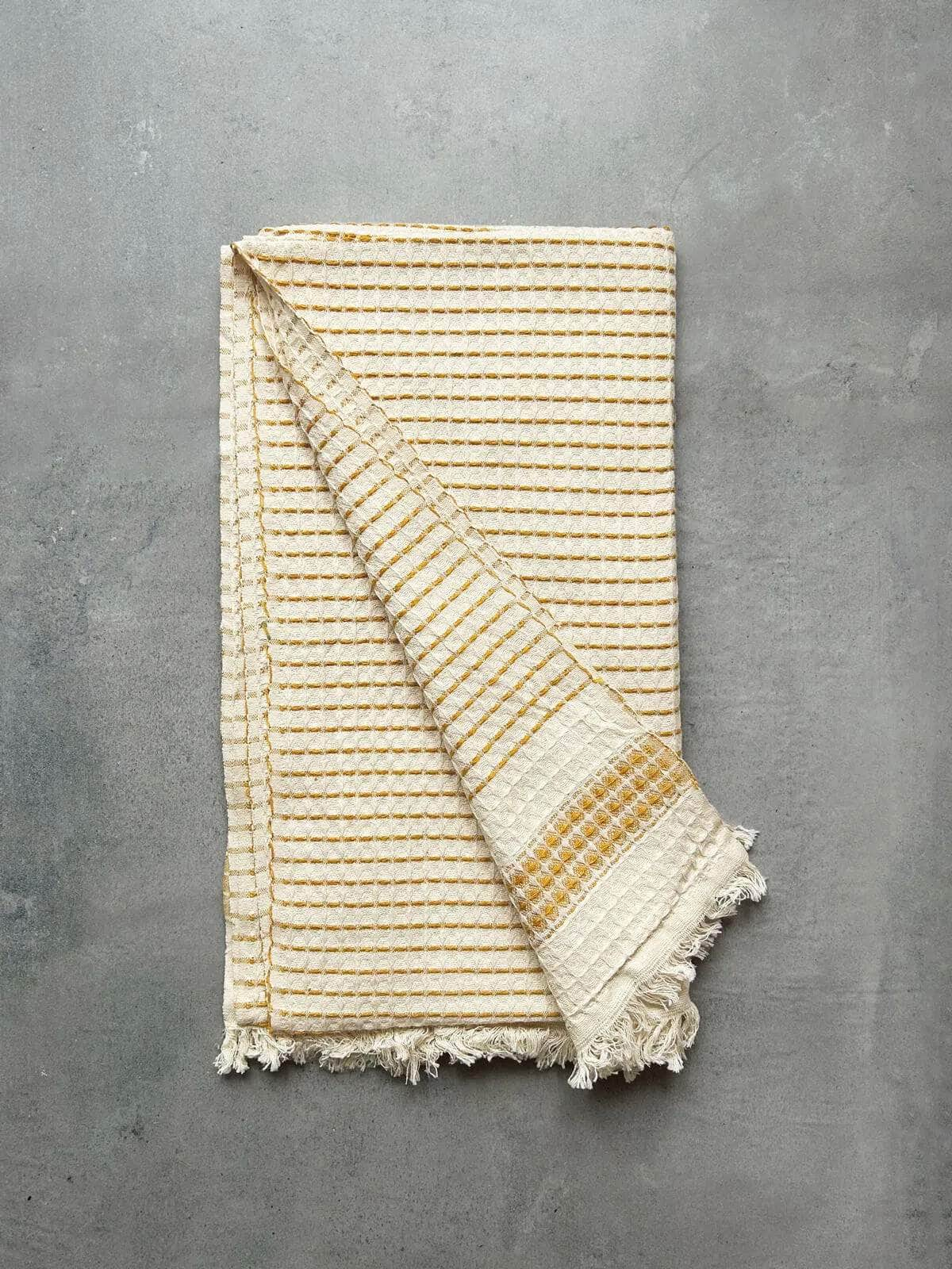 Milos Check Hammam Towel - Mustard