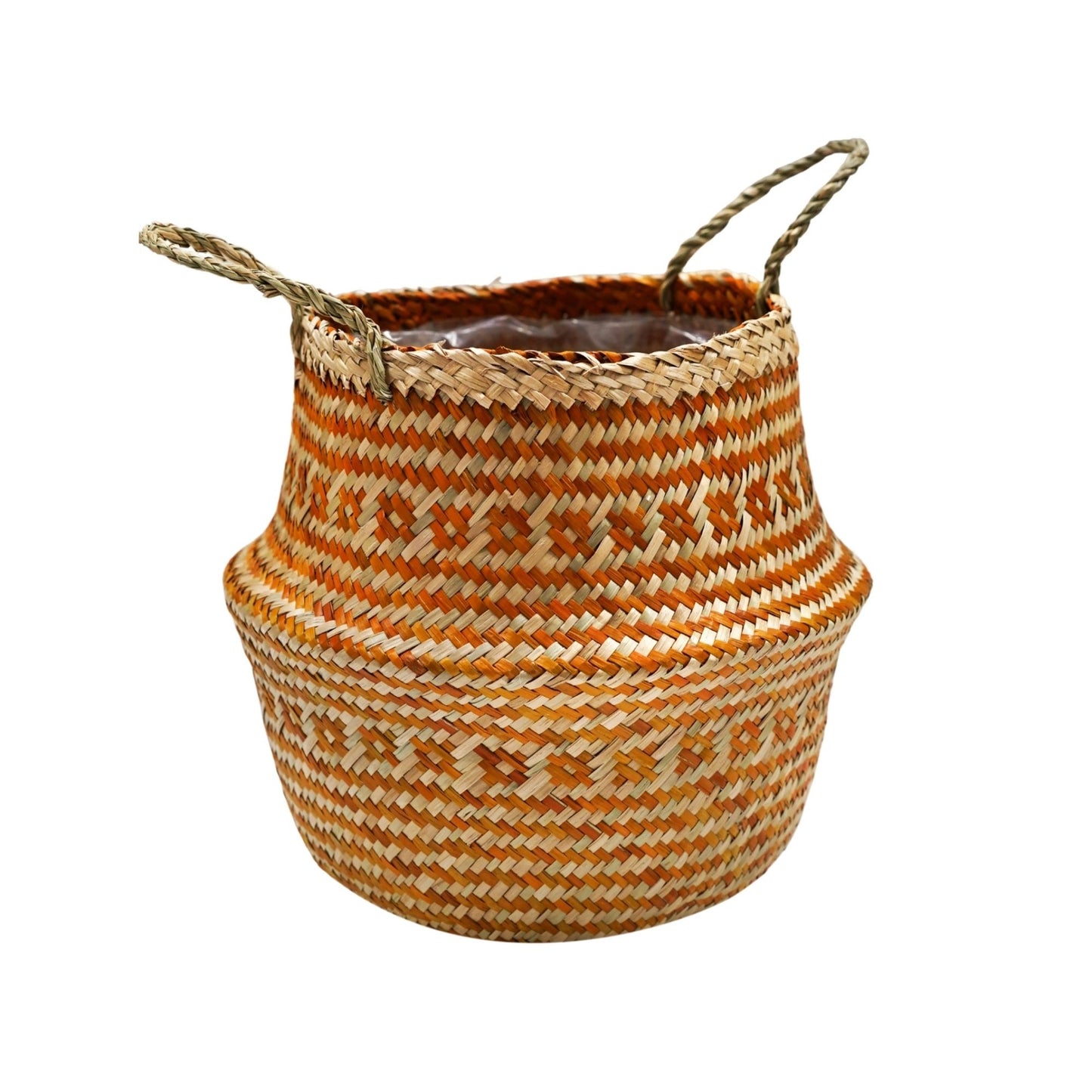 Seagrass Tribal Amber Lined Basket Medium