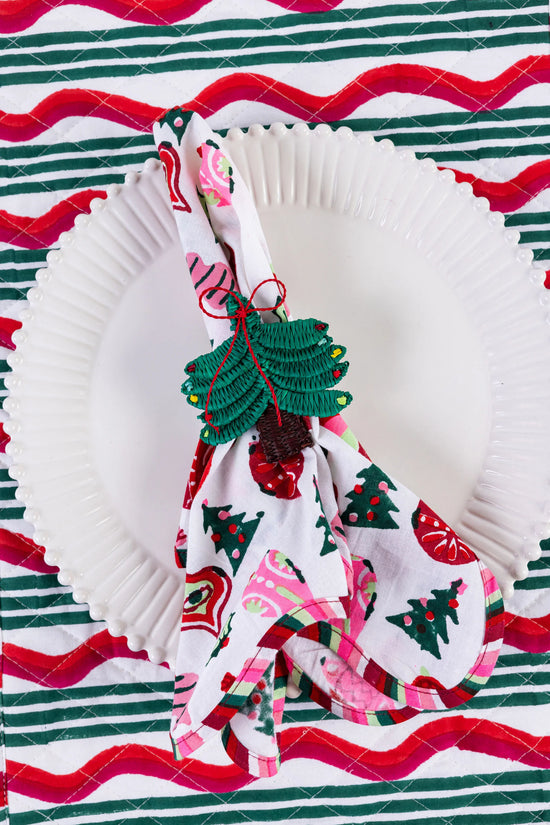 Raffia Napkin Ring - Christmas Tree