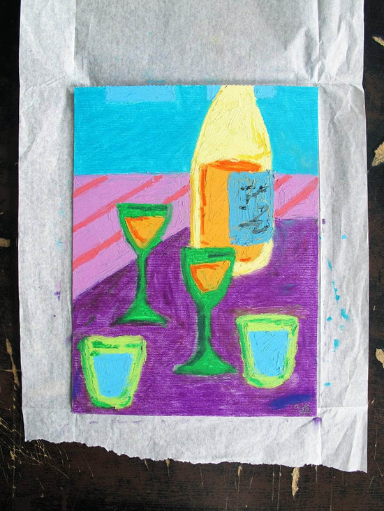 Summer And Wine Original Oil Pastel Artwork