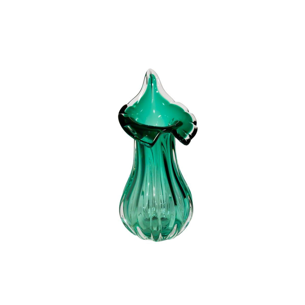 Bohemian Green Glass Vase, Josef Hospodka for Chribska