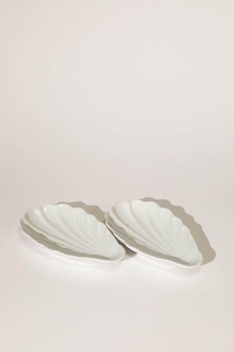 Vintage French Oval Shell Dish Set of Two