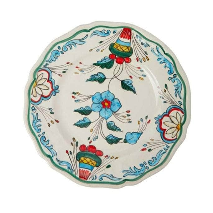 Italian Hand Painted Stoneware Plates With Flower Motif - Set of 4