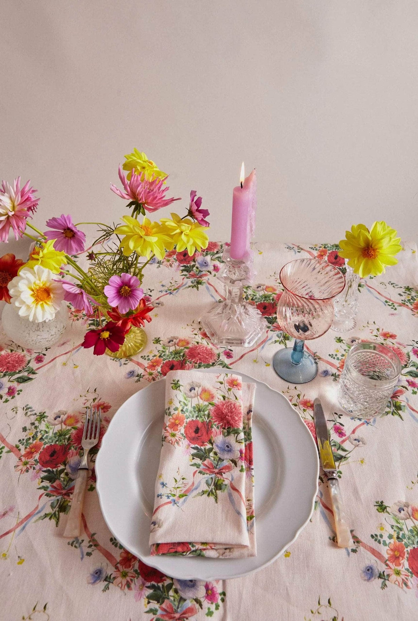 Garden Bouquet Linen Square Tablecloth