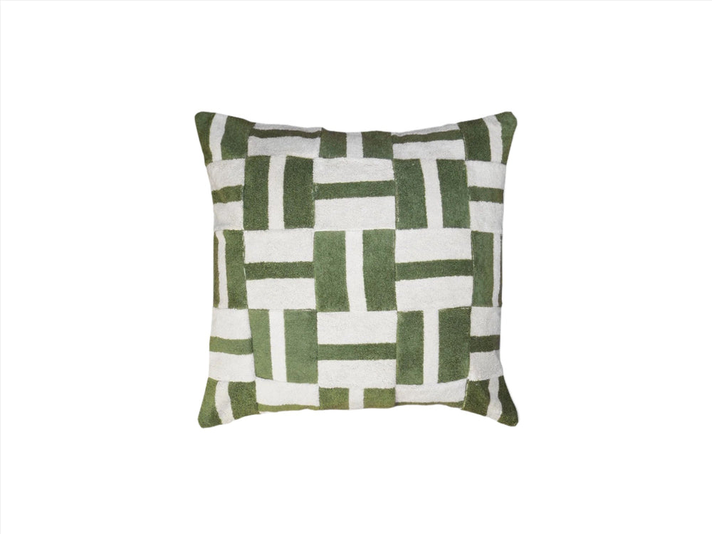 Geometric Green Towelling Cushion