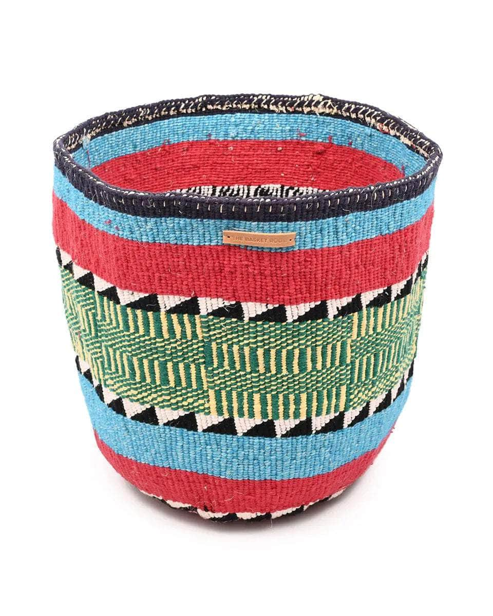 SHANGA: Extra Large Blue, Red, Green, Yellow Wool Basket