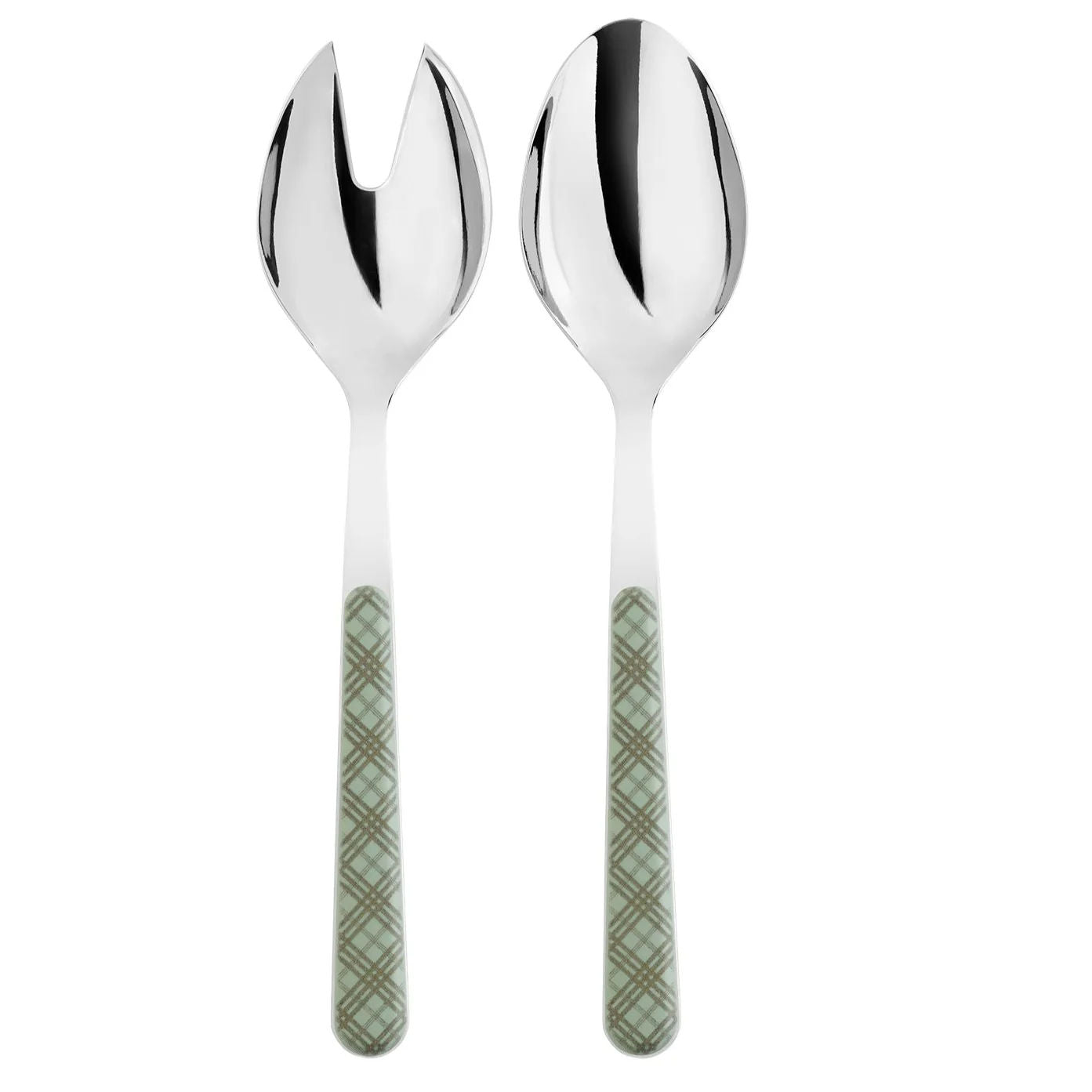 Tartan Salad Servers, Sage