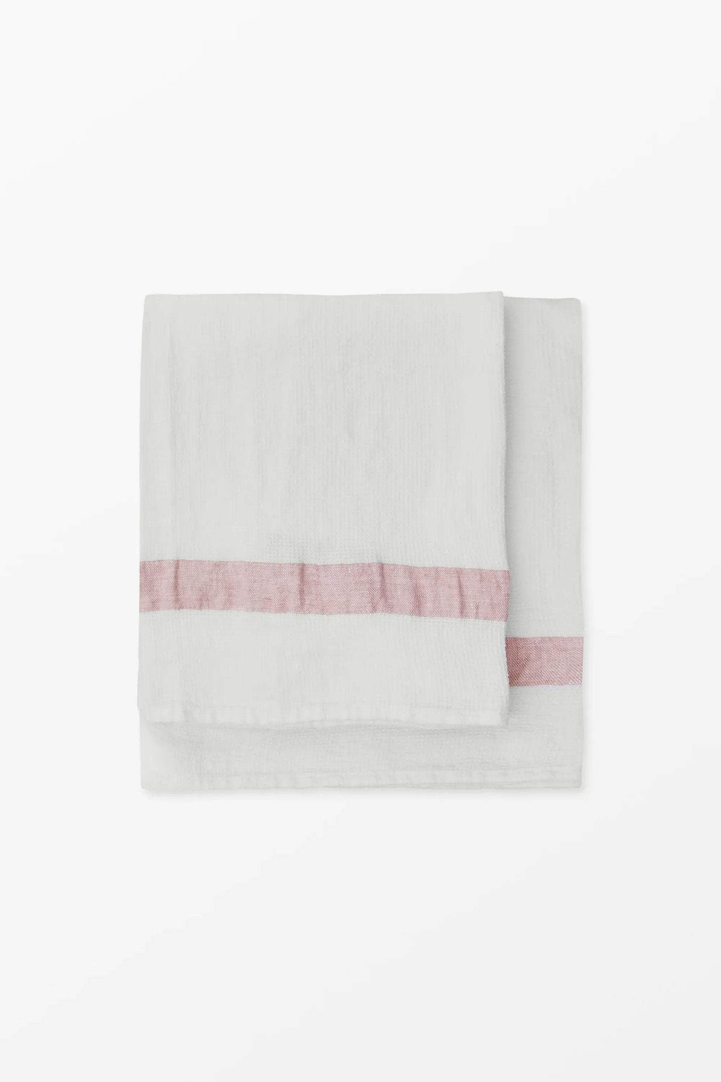 Linen waffle towel - Pink Stripe