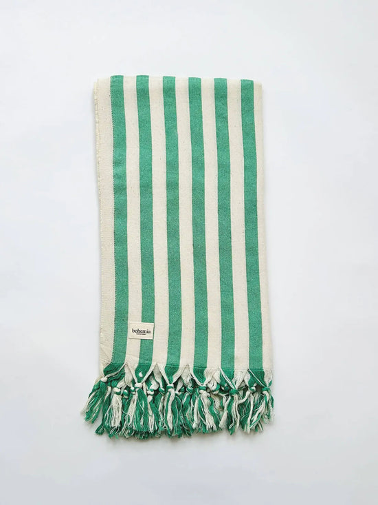 Brighton Stripe Hammam Towel - Green