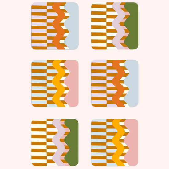 Wiggle and Stripe Coasters (Set of 6)