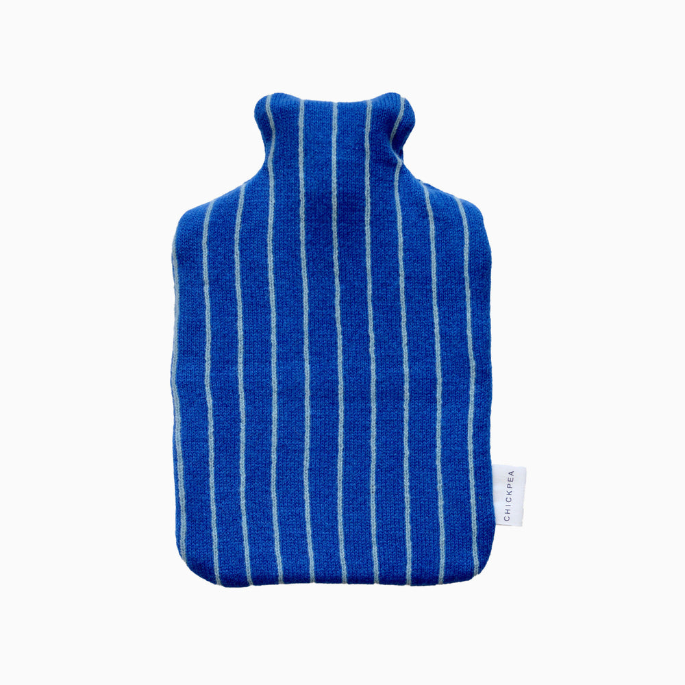 Bright Blue and Blue Wide Stripe Hot Water Bottle