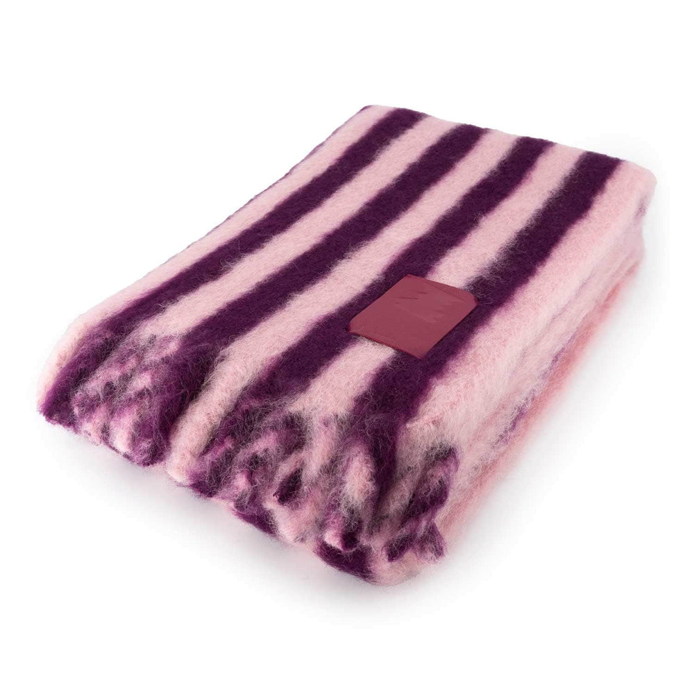 Mohair Blanket Candy Stripes Pink and Bordeaux