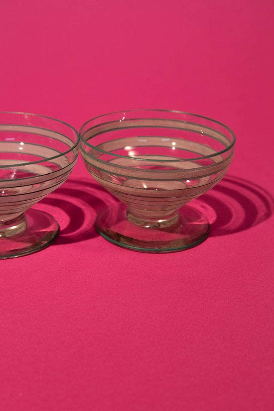 Mid-Century Striped Dessert Glasses Set of Three