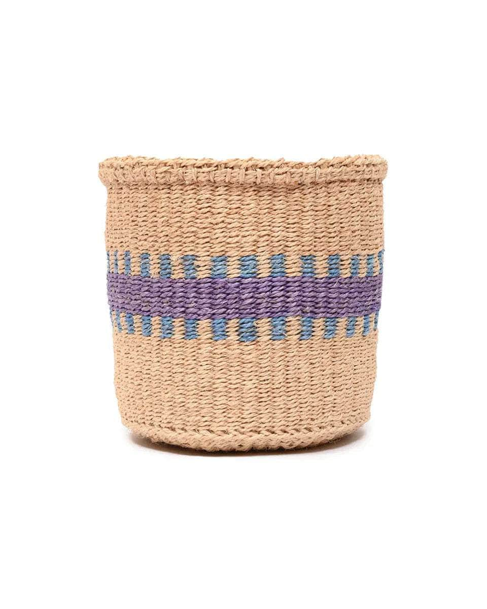 HUDUMA: Purple & Blue Stripe Woven Storage Basket