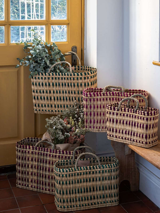 Woven Reed Basket - Indigo