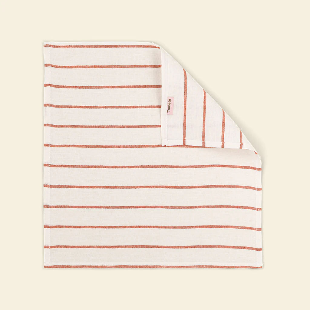 The Orange & White Stripes Linen Napkins (Set of 2)