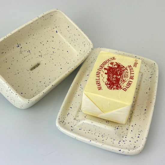 Butter Dish Light Speckled Blue Glaze