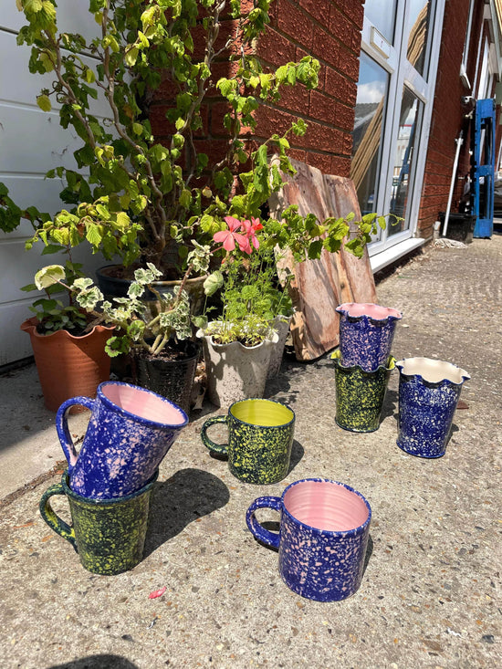 Cobalt Sponged Vase - Lime