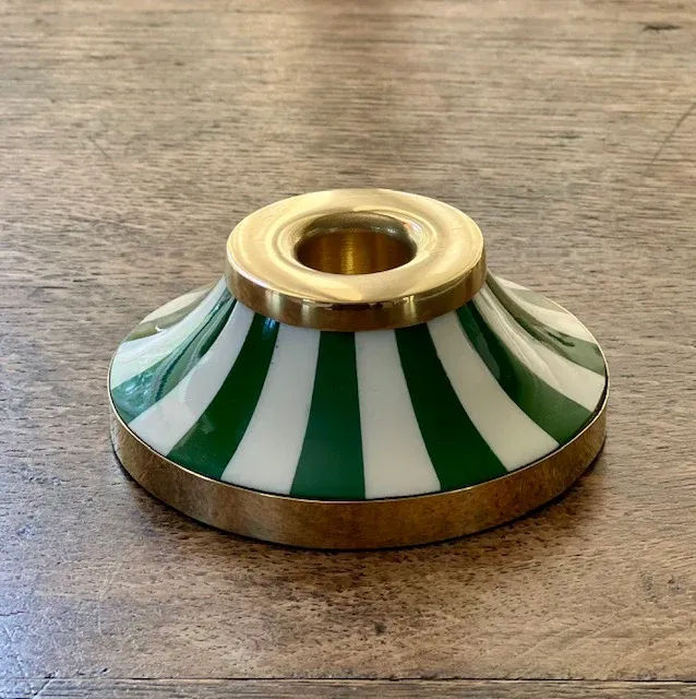 Circus Candleholder - Forest Green - Striped