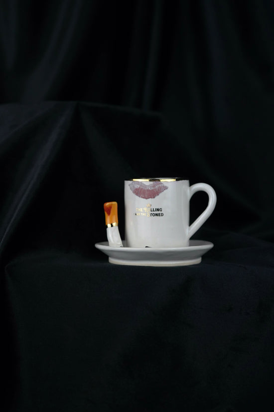 Lipstick Ciggy Espresso Cup & Saucer