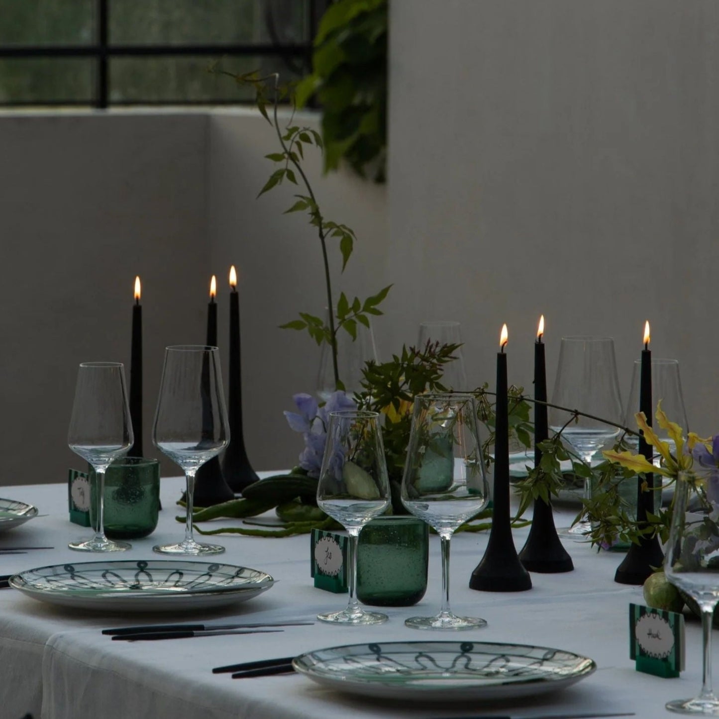 Double Dinner Candles - Black