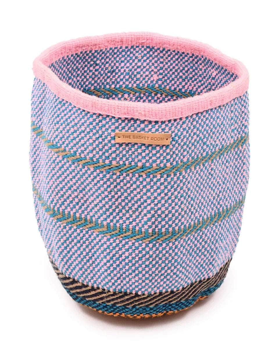 VUNJA: Large Pink, Blue, Brown Wool Basket