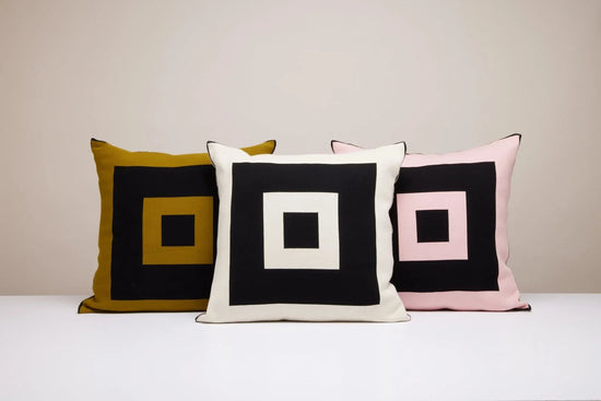 Bold Frame Jacquard Cushion - Off White