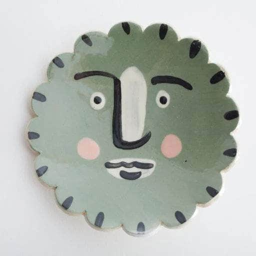 Isolation Face Scalloped Trinket Dish Green