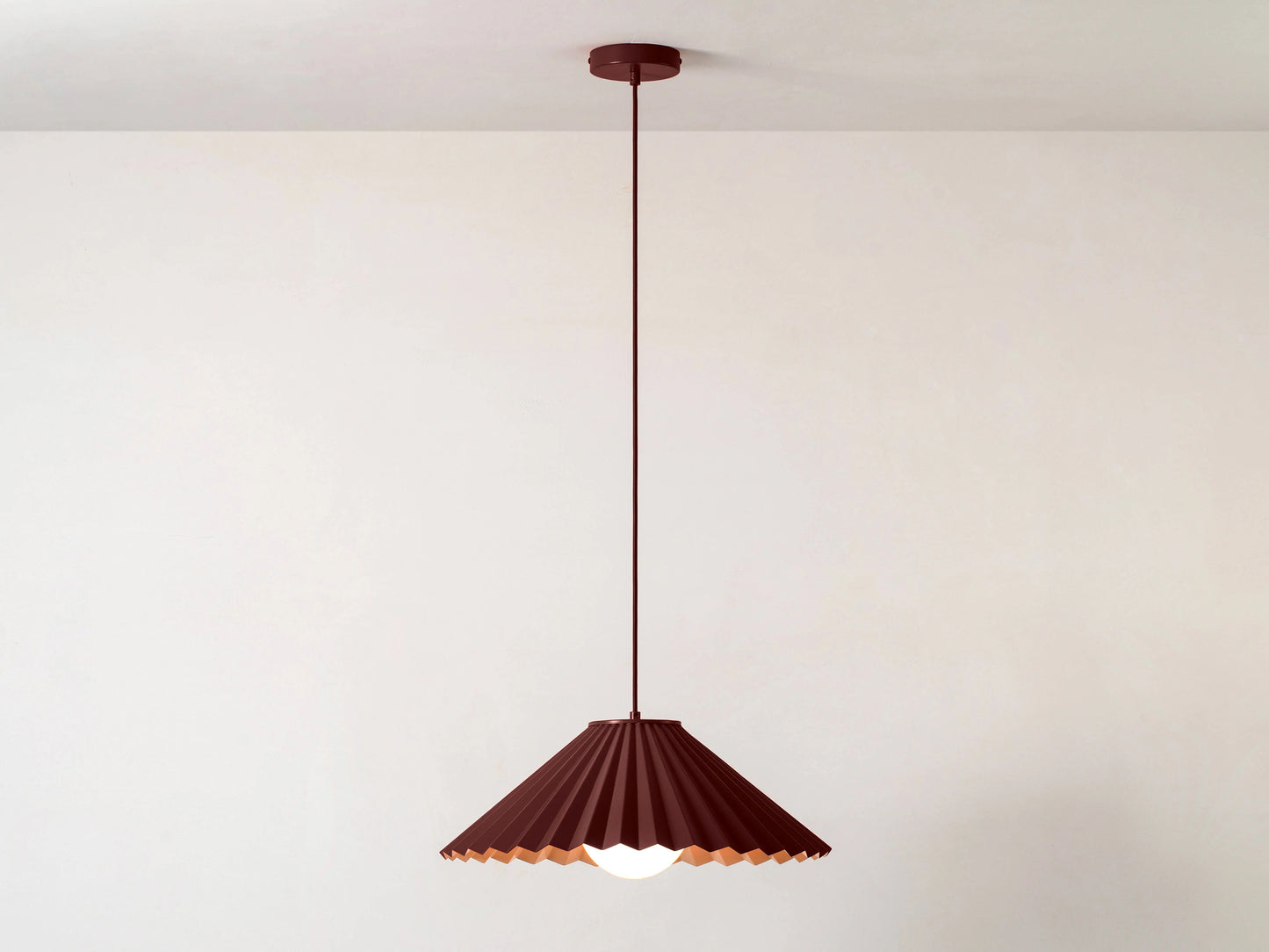 Burgundy large pleat ceiling pendant