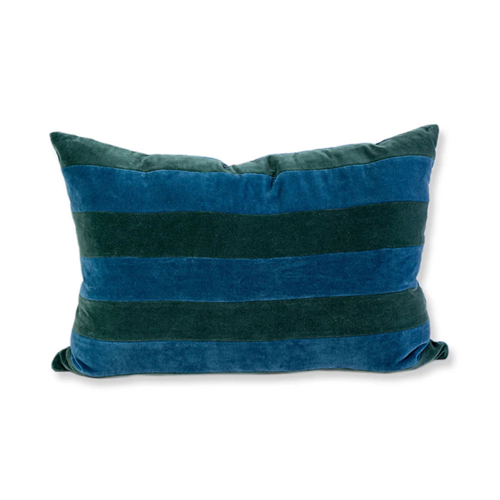 Striped Velvet Lumbar Pillow - Green + Peacock