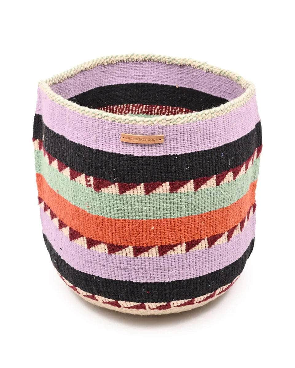 SANA: Extra Large Puple, Black, Turquoise, Orange Wool Basket