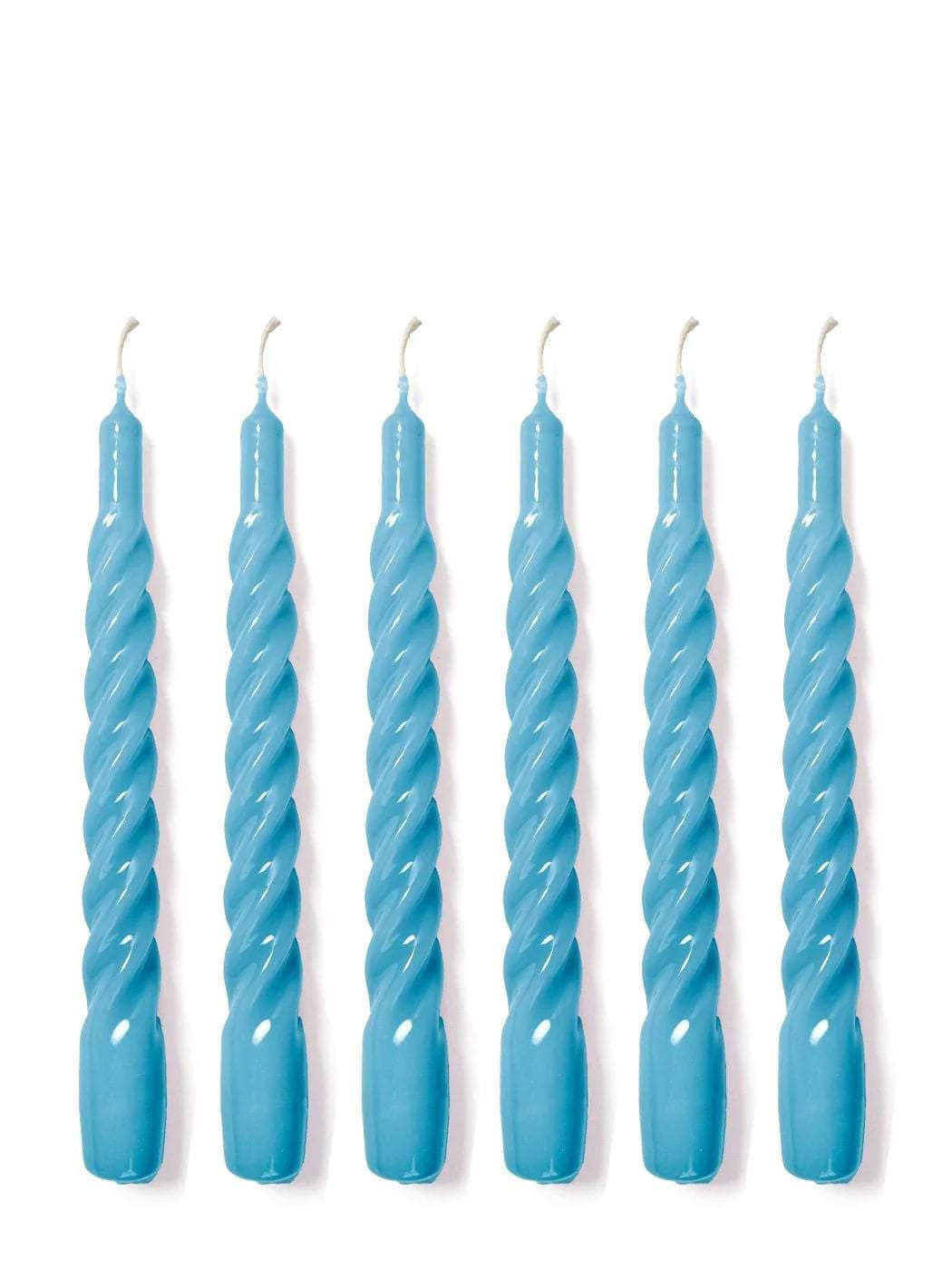 Light Blue Twisted Gloss Candles - Set of 6