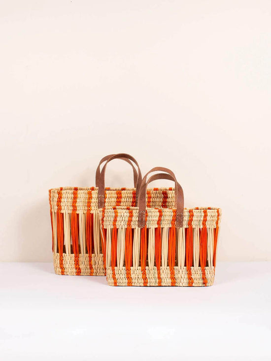 Decorative Reed Basket - Orange Stripe