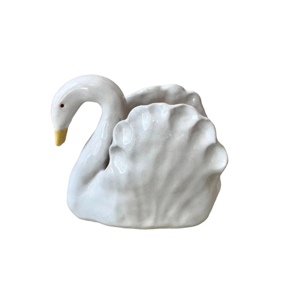 Handmade White Ceramic Small Swan Vase