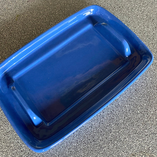 Butter Dish, Speckled Blue with Air Force Blue Dish