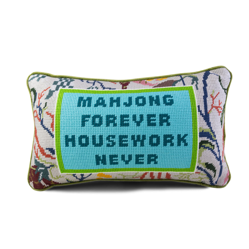 Mahjong Needlepoint Pillow