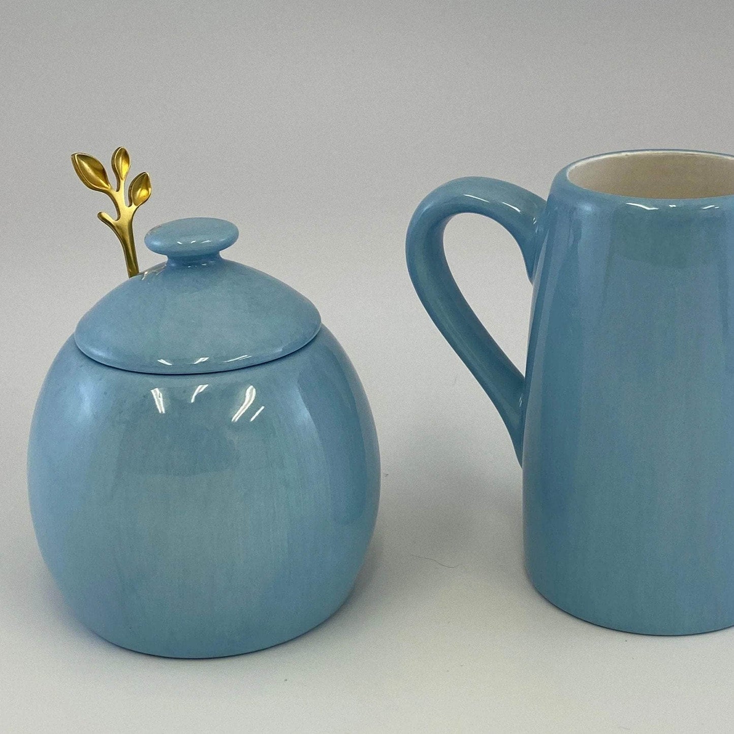 Butter Dish, Sugar Bowl and Cream Jug Set - Powder Blue