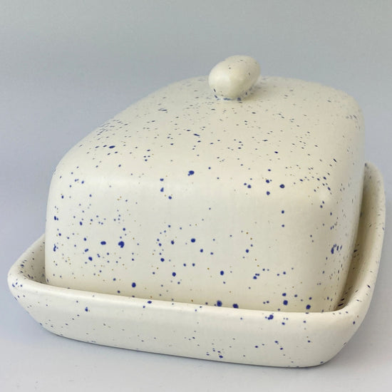 Butter Dish Light Speckled Blue Glaze