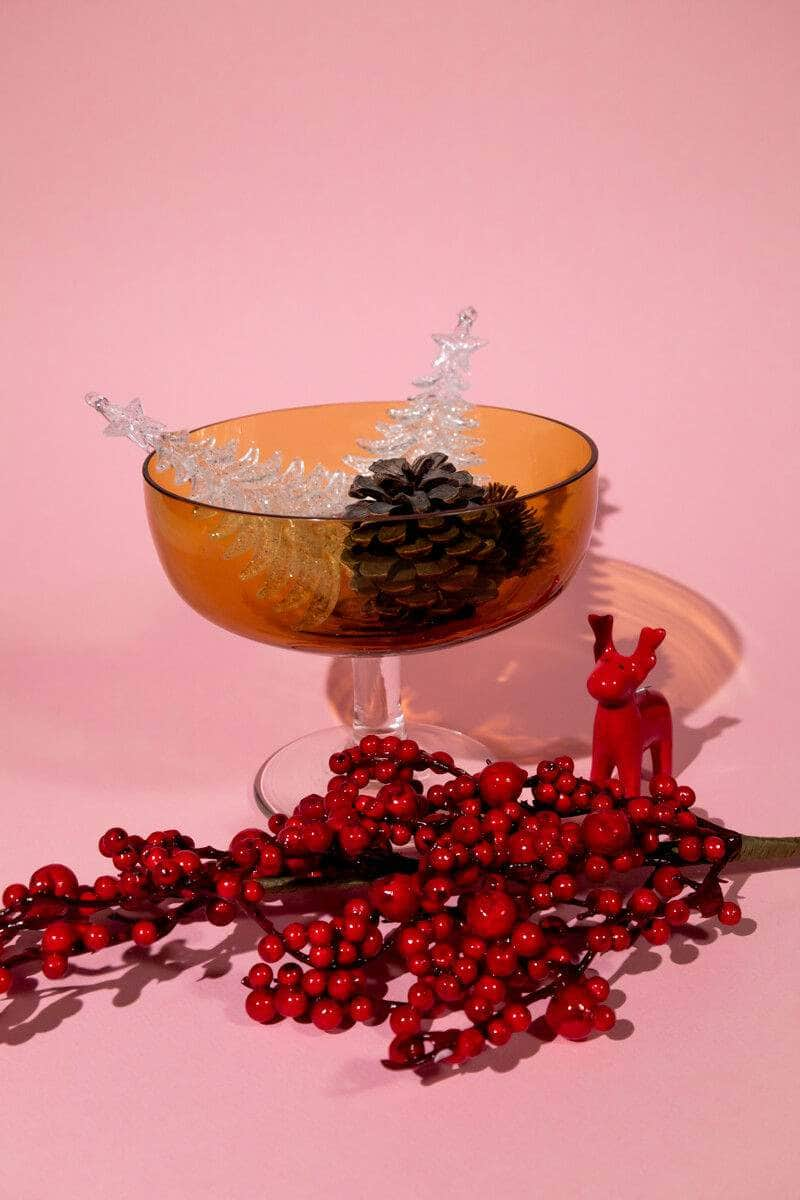 Vintage Amber Glass Stemmed Bowl