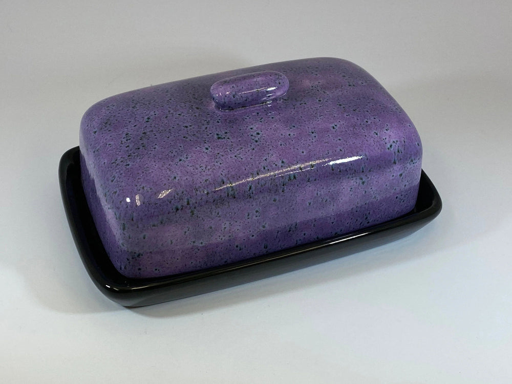 Butter Dish with Purple Speckle Glaze