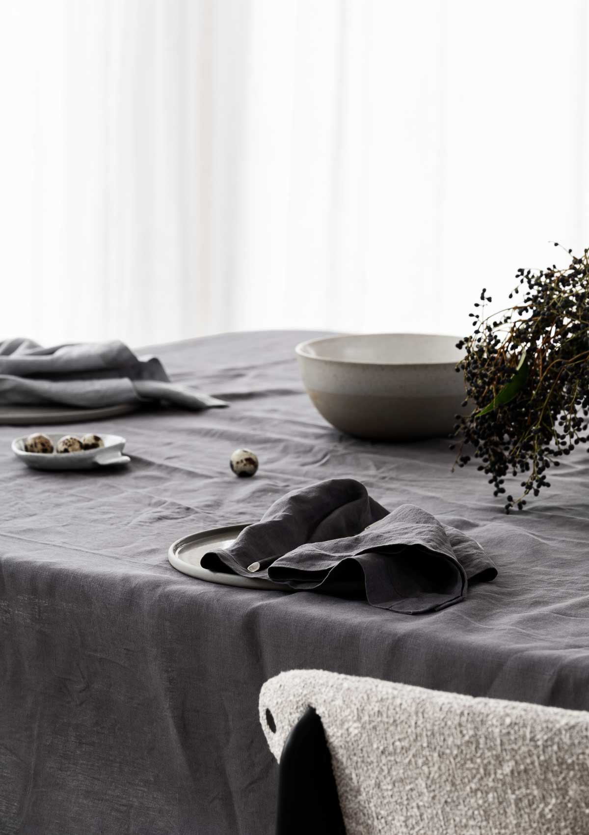 100% Linen Table Napkins - Graphite Grey (Set of Four)