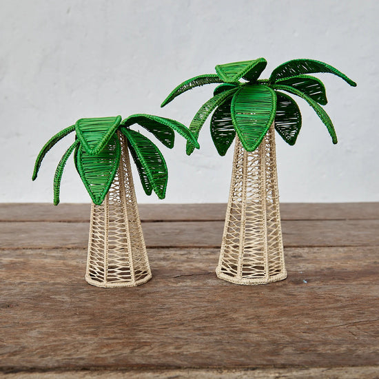 Green Iraca Palm Tree Candleholder M