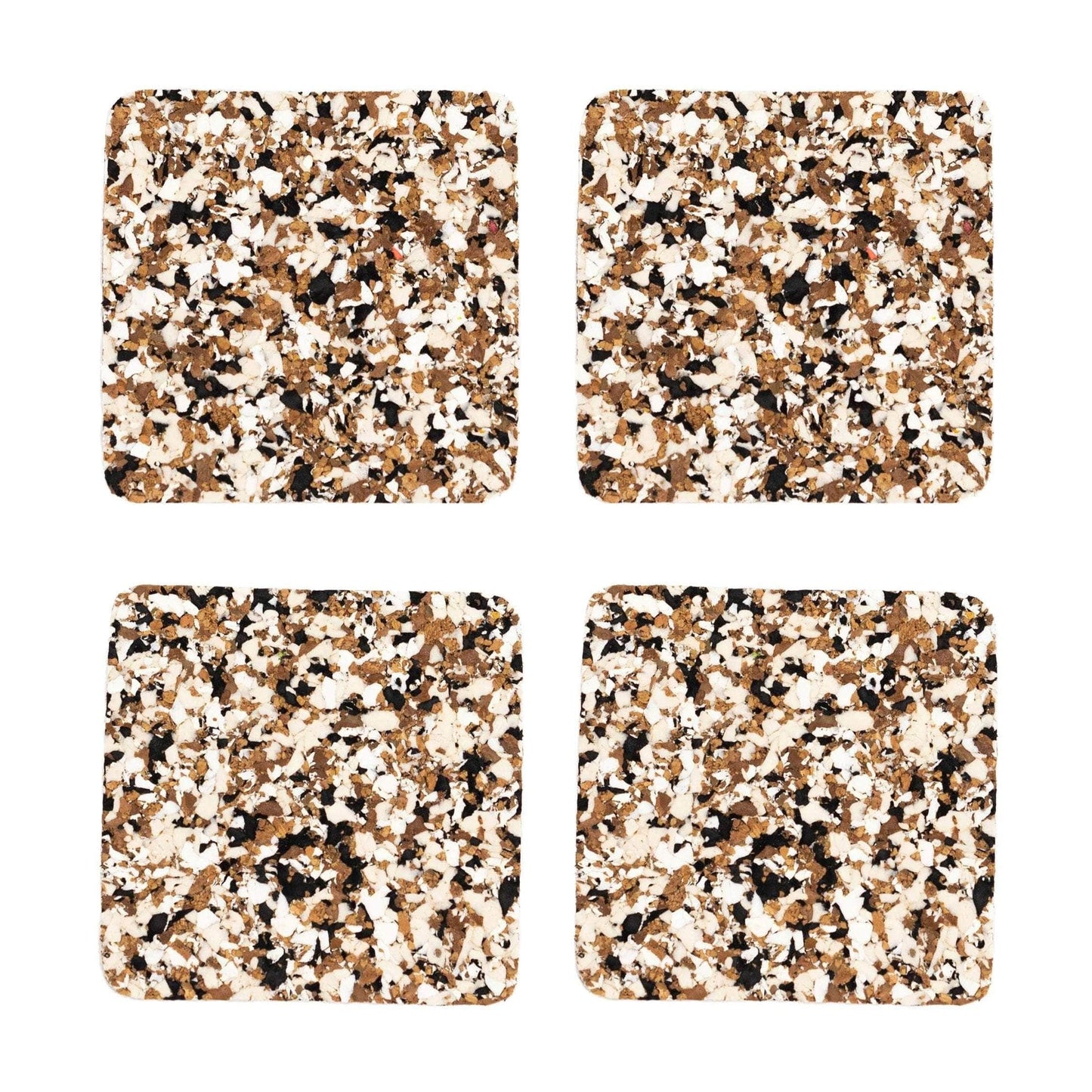 Black Speckled Square Cork Coasters - Set of 4