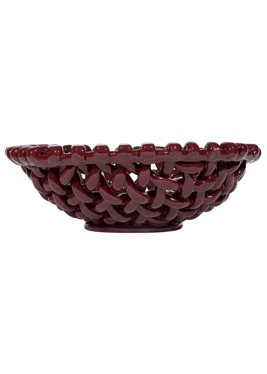 Large Burgundy Basketweave Bowl